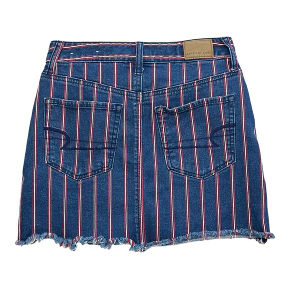 American Eagle Dark Wash Denim Stripe Skirt Super Stretch - Size 0 - Picture 5 of 5